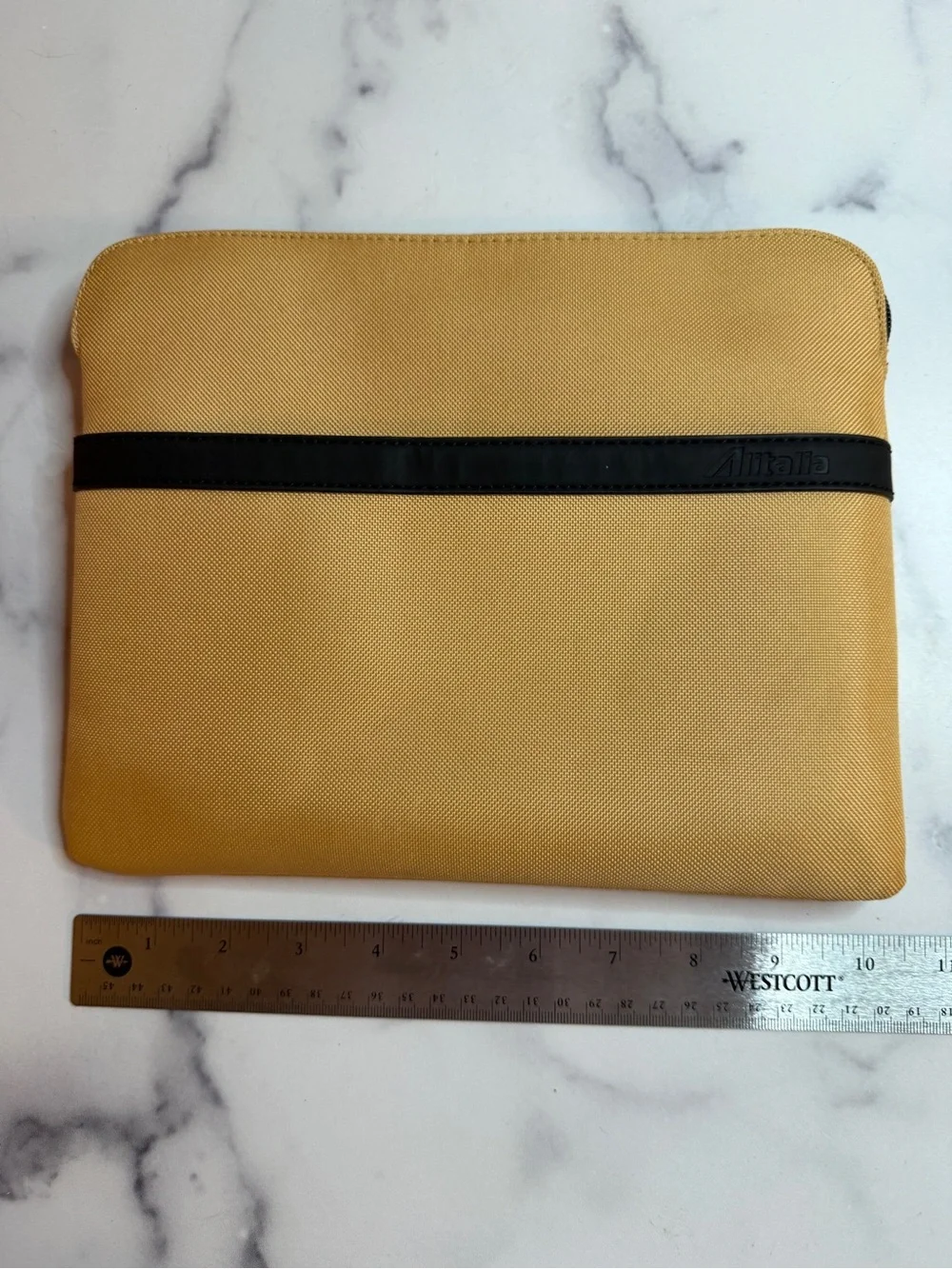 BVLGARI Parfums for Alitalia Airline Amenity Travel Pouch Tan Black 10”